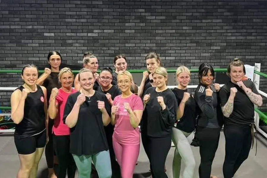 A WKO Llanelli fitness class group in the gym