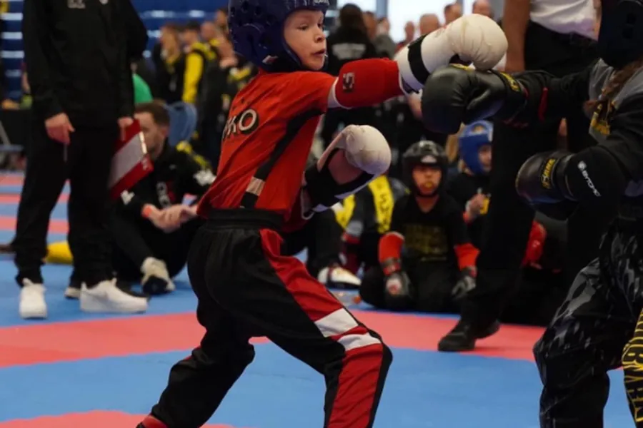 A WKO Llanelli competitor on the mats at a tournament