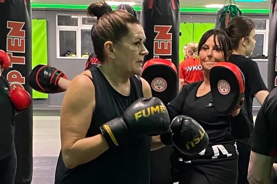 Pad work in the women's only class at WKO Llanelli